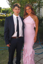 Load image into Gallery viewer, Charming Mermaid Halter Neck Pink Mermaid Long Prom Dress with Ruffles
