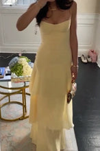 Load image into Gallery viewer, Charming Mermaid Spaghetti Straps Yellow Long Prom Dress with Ruffles
