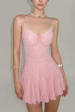 Load image into Gallery viewer, Charming Pink Lace Bust Bow Front Flowy Mini Homecoming Dress Style