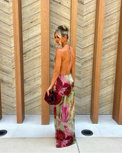 Load image into Gallery viewer, Charming Sheath Halter Neck Floral Printed Long Party Dress with Embroidery