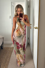 Load image into Gallery viewer, Charming Sheath Halter Neck Floral Printed Long Party Dress with Embroidery