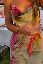 Load image into Gallery viewer, Charming Sheath Halter Neck Floral Printed Long Party Dress with Embroidery