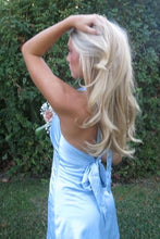 Load image into Gallery viewer, Cute A Line Halter Neck Light Blue Short Homecoming Dress with Open Back