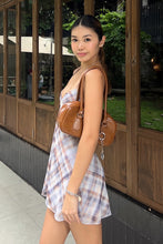 Load image into Gallery viewer, Chic A Line Spaghetti Straps Plaid Short Homecoming Dress with Lace