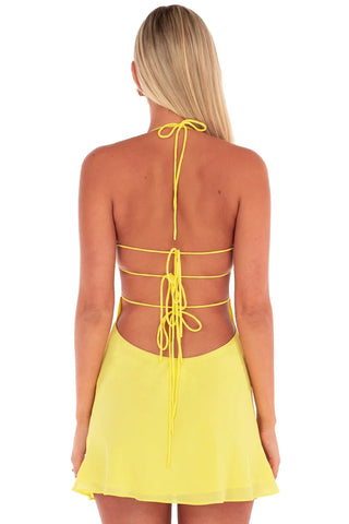 Chic A Line Spaghetti Straps Yellow Short Homecoming Dress with Sequins