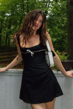 Load image into Gallery viewer, Chic A Line Square Neck Black Short Homecoming Dress with Bowknot