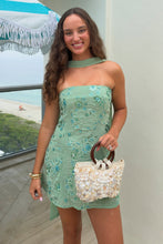 Load image into Gallery viewer, Chic A Line Strapless Light Green Short Homecoming Dress with Beading Scarf