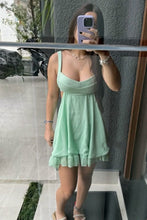 Load image into Gallery viewer, Chic A Line Sweetheart Light Green Short Homecoming Dress with Ruffles