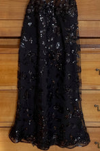Load image into Gallery viewer, Chic Black Sheer Lace Midi Homecoming Dress with Floral Appliqué and Spaghetti Straps