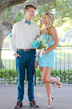 Load image into Gallery viewer, Chic Bodycon Strapless Blue Short Homecoming Dress with Embroidery
