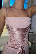 Load image into Gallery viewer, Chic Lavender Pink Satin Corset Homecoming Dress Lace Up Mini Style