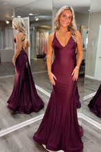 Load image into Gallery viewer, Chic Mermaid Halter Neck Brown Long Prom Dress with Train