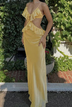 Load image into Gallery viewer, Chic Mermaid Spaghetti Straps Yellow Long Prom Dress with Ruffles
