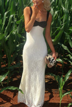 Load image into Gallery viewer, Chic Mermaid Sweetheart White and Black Lace Long Prom Dress with Ruched