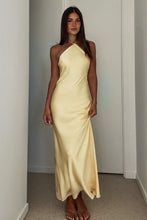 Load image into Gallery viewer, Chic Sheath Halter Neck Light Yellow Long Party Dress with Open Back