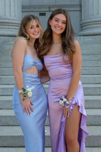 Load image into Gallery viewer, Chic Sheath Spaghetti Straps Purple Long Prom Dress with Ruffles