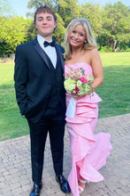 Load image into Gallery viewer, Chic Sheath Strapless Pink Long Prom Dress with Ruched