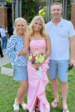 Load image into Gallery viewer, Chic Sheath Strapless Pink Long Prom Dress with Ruched