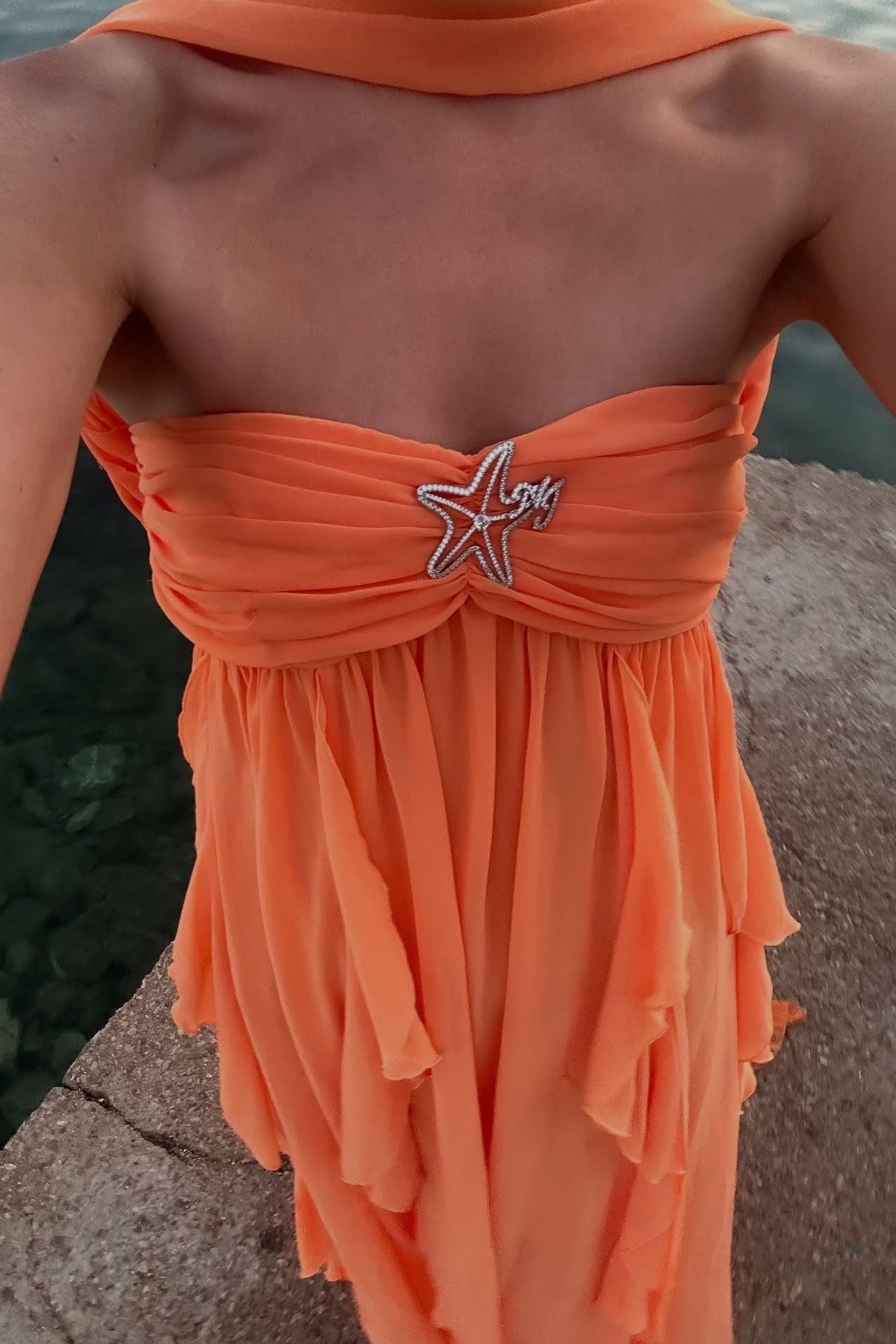 Princess A Line Halter Neck Pink Chiffon Long Prom Dresses main image 0