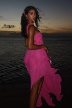 Load image into Gallery viewer, Chic A Line Halter Neck Pink Long Prom Dress with Ruffles
