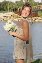 Load image into Gallery viewer, Chic A Line Strapless Light Green Short Homecoming Dress with Beading Scarf