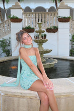 Load image into Gallery viewer, Chic A Line Strapless Light Green Short Homecoming Dress with Beading Scarf