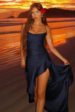 Load image into Gallery viewer, Stylish A Line Spaghetti Straps Pink Long Prom Dress with Ruffles