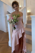 Load image into Gallery viewer, Stylish A Line Spaghetti Straps Pink Long Prom Dress with Ruffles