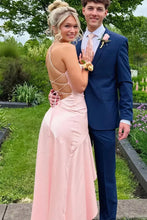 Load image into Gallery viewer, Stylish A Line Spaghetti Straps Pink Long Prom Dress with Ruffles