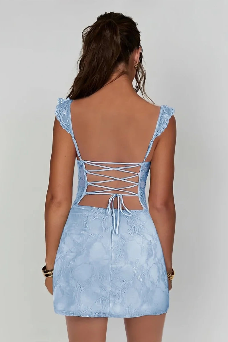 sachin and babi light blue dress Bonnie Short Dress in White
