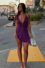 Load image into Gallery viewer, Chic Sheath V Neck Light Blue Short Homecoming Dress with Ruched