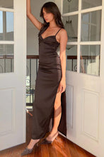 Load image into Gallery viewer, Classic Sheath Spaghetti Straps Candy Pink Long Prom Dress with Split Front