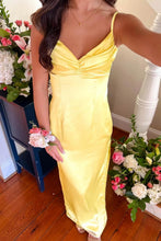 Load image into Gallery viewer, Classic Sheath Spaghetti Straps Candy Pink Long Prom Dress with Split Front