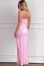 Load image into Gallery viewer, Classic Sheath Spaghetti Straps Candy Pink Long Prom Dress with Split Front