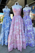 Load image into Gallery viewer, Cute A-Line Sweetheart Zipper Back Long Floral Prom Dress
