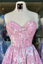 Load image into Gallery viewer, Cute A-Line Sweetheart Zipper Back Long Floral Prom Dress

