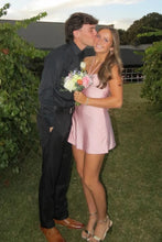 Load image into Gallery viewer, Cute A Line Halter Neck Light Pink Short Homecoming Dress with Ruched