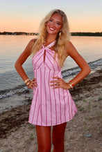 Load image into Gallery viewer, Cute A Line Halter Neck Pink Short Homecoming Dress with Keyhole