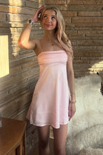 Load image into Gallery viewer, Cute A Line Spaghetti Straps Light Pink Satin Short Homecoming Dress with Ruched
