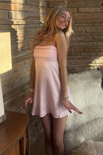 Load image into Gallery viewer, Cute A Line Spaghetti Straps Light Pink Satin Short Homecoming Dress with Ruched