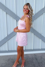 Load image into Gallery viewer, Cute A Line Spaghetti Straps Light Pink Short Homecoming Dress with Ruched