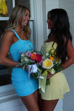 Load image into Gallery viewer, Chic A Line Spaghetti Straps Yellow Short Homecoming Dress