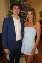 Load image into Gallery viewer, Cute A Line Strapless Light Blue Short Homecoming Dress with Ruched
