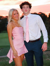 Load image into Gallery viewer, Cute A Line Strapless Pink Satin Short Homecoming Dress
