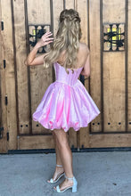 Load image into Gallery viewer, Princess A Line Sweetheart Pink Corset Homecoming Dress with Beading