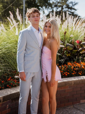 Cute A Line Sweetheart Pink Short Homecoming Dress with Slit