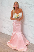 Load image into Gallery viewer, Cute Mermaid Sweetheart Pink Long Prom Dress with Bowknot Beading