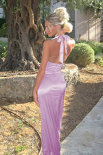 Load image into Gallery viewer, Cute Sheath Halter Neck Yellow Long Prom Dress with Bowknot