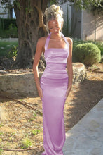 Load image into Gallery viewer, Cute Sheath Halter Neck Yellow Long Prom Dress with Bowknot