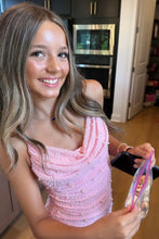 Load image into Gallery viewer, Cute Sheath Spaghetti Straps Pink Short Homecoming Dress with Pearls